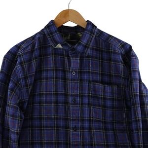 Pladra Mens Blue Plaid Flannel Shirt Wolf Lining Long Sleeve Flip Cuff XL Tall